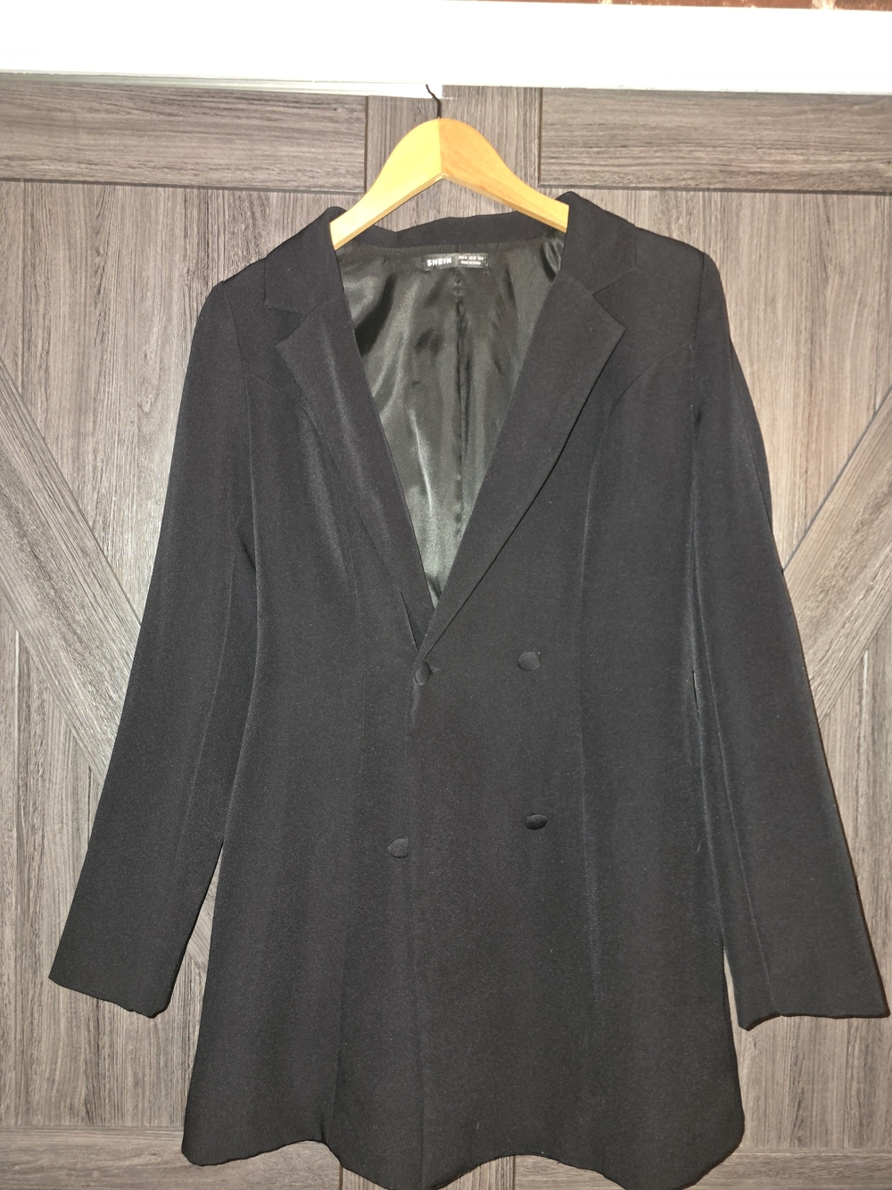 SHEIN Black Satin-Lined Blazer Dress